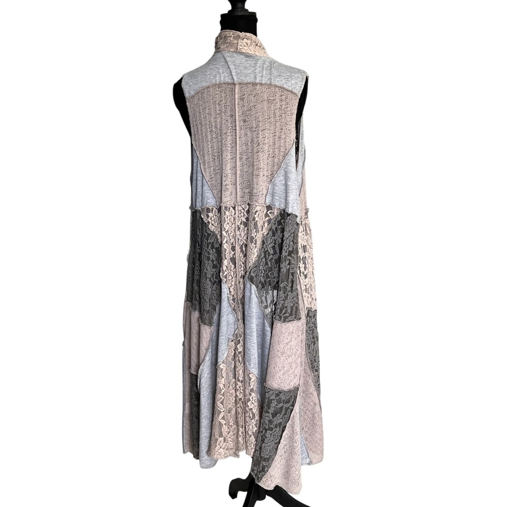 Dor Dor Couture Boho Patchwork Lace Duster Vest Open Front Long Layering‎ Large - Picture 9 of 12